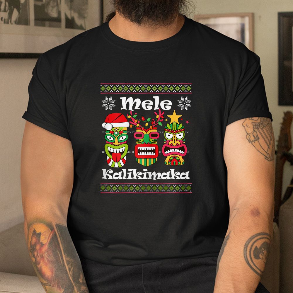 Mele Kalikimaka Christmas Hawaiian Santa Tiki Shirt Mele Kalikimaka Christmas Hawaiian Santa Tiki Shirt
