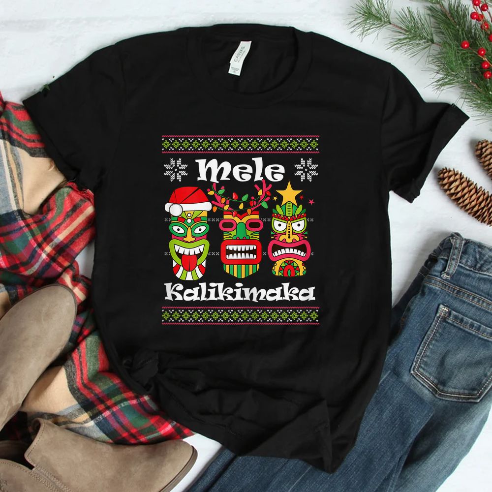 Mele Kalikimaka Christmas Hawaiian Santa Tiki Shirt Mele Kalikimaka Christmas Hawaiian Santa Tiki Shirt