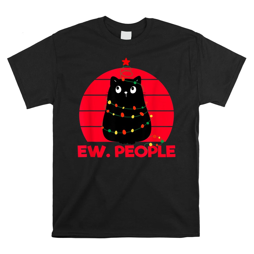 Meow Christmas Black Cat Ew People Illustration Shirt Meow Christmas Black Cat Ew People Illustration Shirt