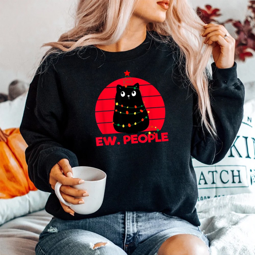 Meow Christmas Black Cat Ew People Illustration Shirt Meow Christmas Black Cat Ew People Illustration Shirt