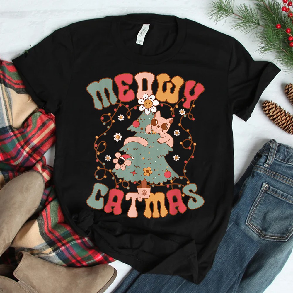 Meowy Catmas Groovy Christmas Shirt Meowy Catmas Groovy Christmas Shirt