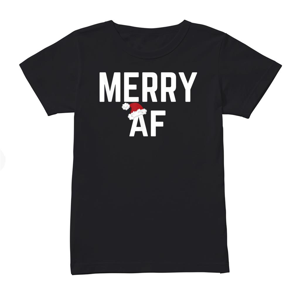 Merry Af Funny Christmas Santa Hat Novelty Shirt Merry Af Funny Christmas Santa Hat Novelty Shirt