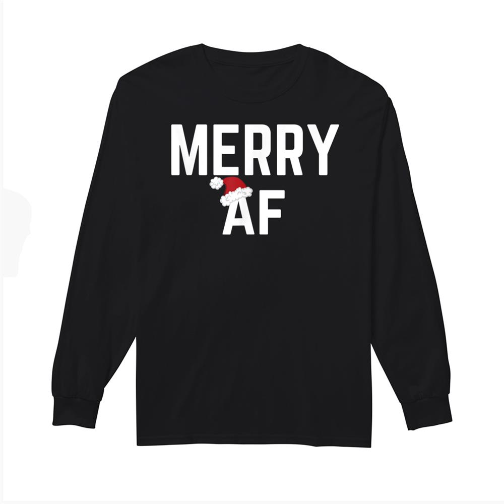 Merry Af Funny Christmas Santa Hat Novelty Shirt Merry Af Funny Christmas Santa Hat Novelty Shirt