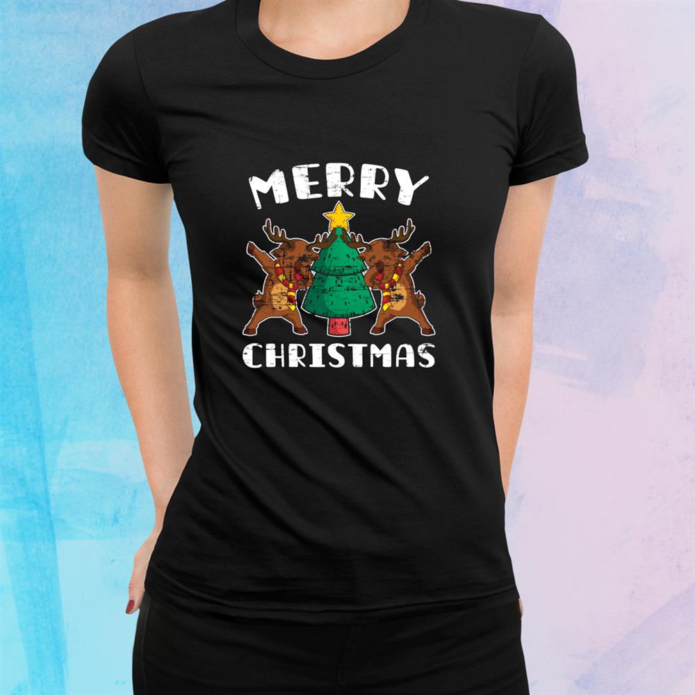 Merry Christmas Eve Dabbing Reindeer Long Sleeve Shirt Merry Christmas Eve Dabbing Reindeer Long Sleeve Shirt