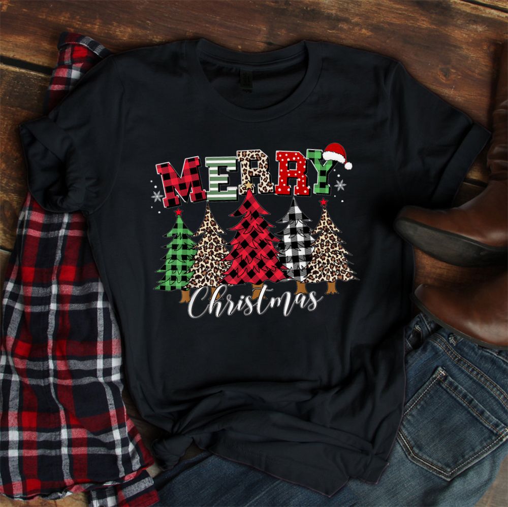Merry Christmas Leopard Buffalo Red Plaid Shirt Merry Christmas Leopard Buffalo Red Plaid Shirt