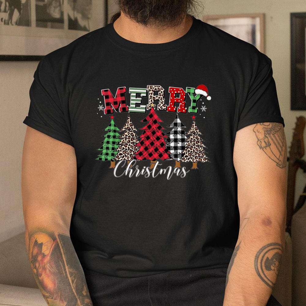 Merry Christmas Leopard Buffalo Red Plaid Shirt Merry Christmas Leopard Buffalo Red Plaid Shirt