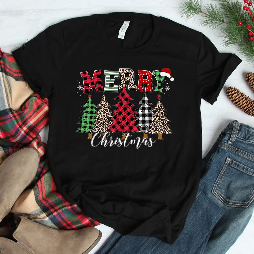 Merry Christmas Leopard Buffalo Red Plaid Shirt Merry Christmas Leopard Buffalo Red Plaid Shirt