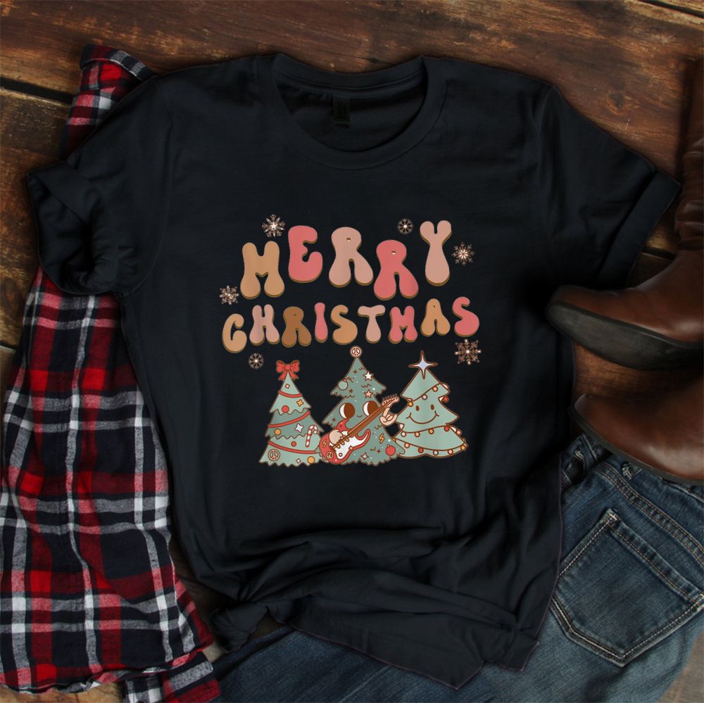 Merry Christmas Xmas Tree Groovy Retro Pajama Shirt Merry Christmas Xmas Tree Groovy Retro Pajama Shirt