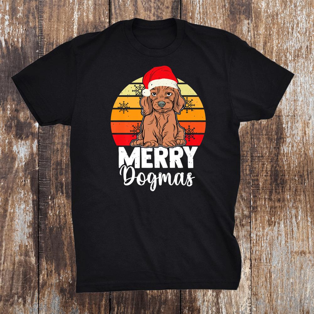 Merry Dogmas Retro Dog With Santa Hat Christmas Dog Lover Shirt Merry Dogmas Retro Dog With Santa Hat Christmas Dog Lover Shirt