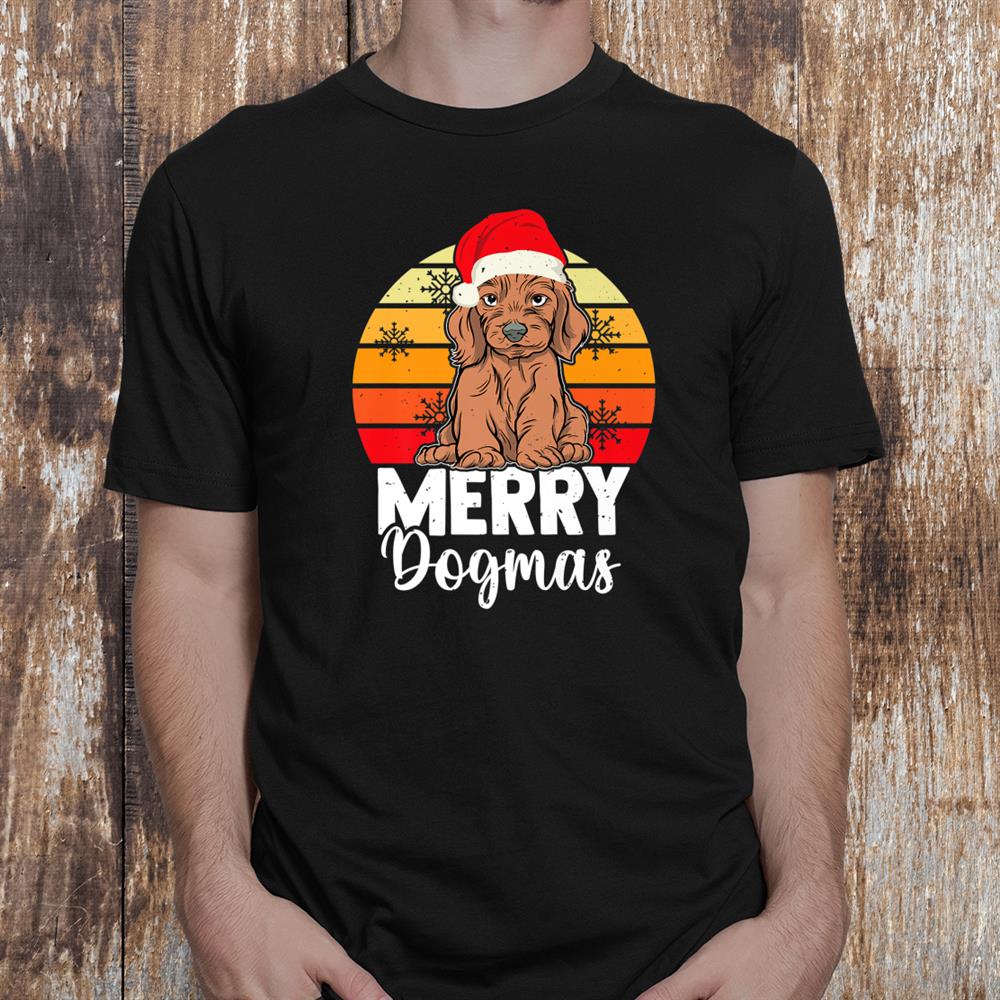 Merry Dogmas Retro Dog With Santa Hat Christmas Dog Lover Shirt Merry Dogmas Retro Dog With Santa Hat Christmas Dog Lover Shirt