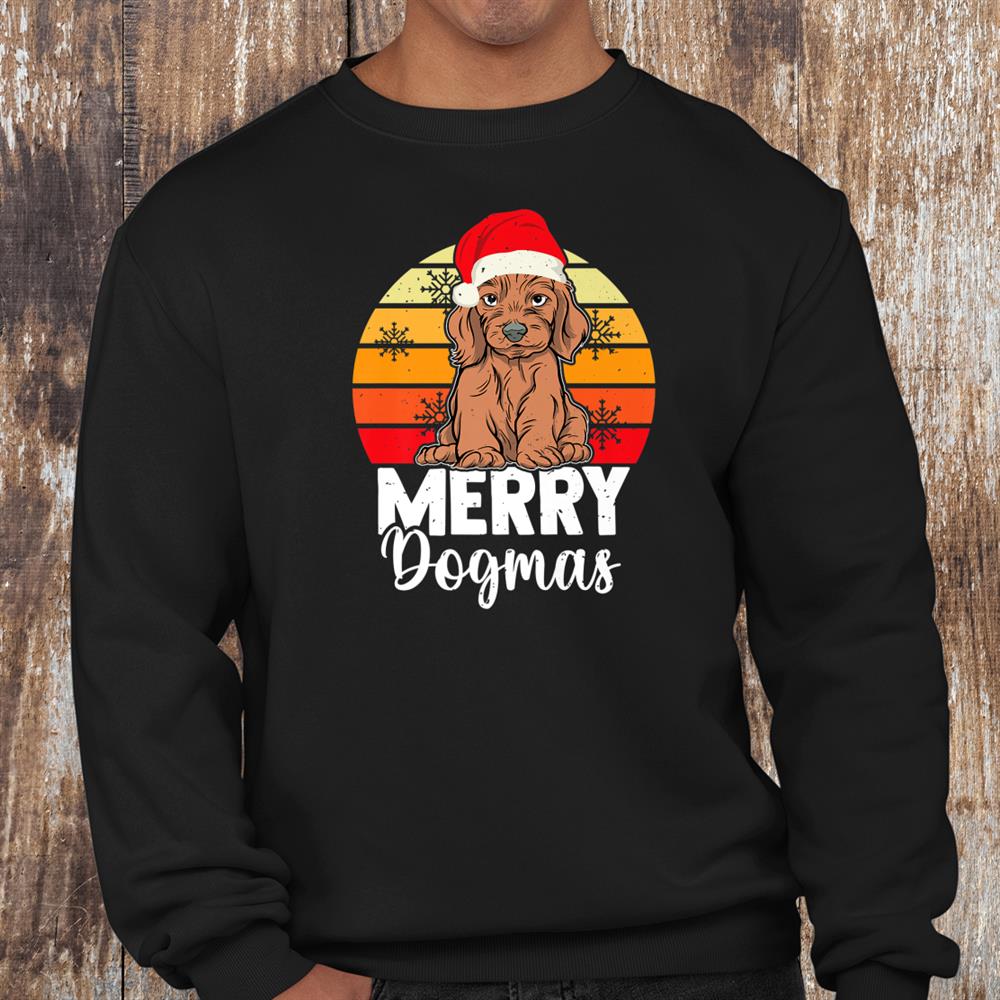 Merry Dogmas Retro Dog With Santa Hat Christmas Dog Lover Shirt Merry Dogmas Retro Dog With Santa Hat Christmas Dog Lover Shirt