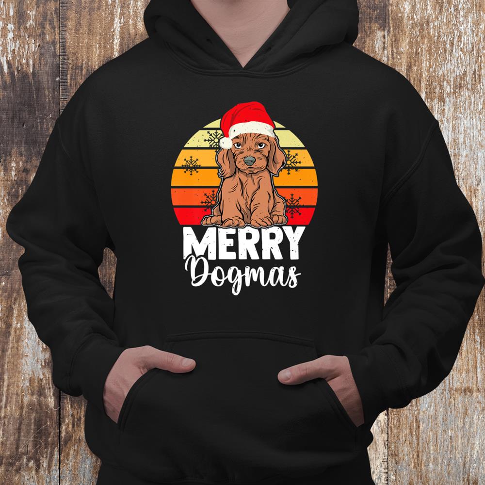 Merry Dogmas Retro Dog With Santa Hat Christmas Dog Lover Shirt Merry Dogmas Retro Dog With Santa Hat Christmas Dog Lover Shirt