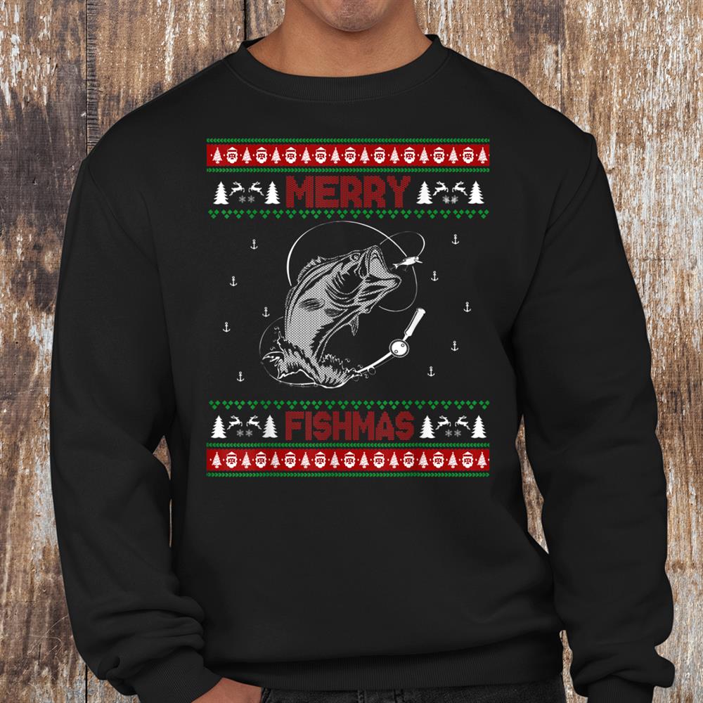 Merry Fishmas Fishing Fisherman Ugly Christmas Shirt Merry Fishmas Fishing Fisherman Ugly Christmas Shirt