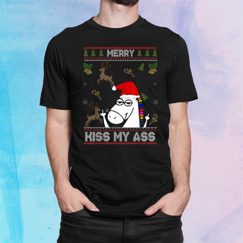 Merry Kiss My Ass Funny Santa Unicorn Sweater Christmas Shirt Merry Kiss My Ass Funny Santa Unicorn Sweater Christmas Shirt