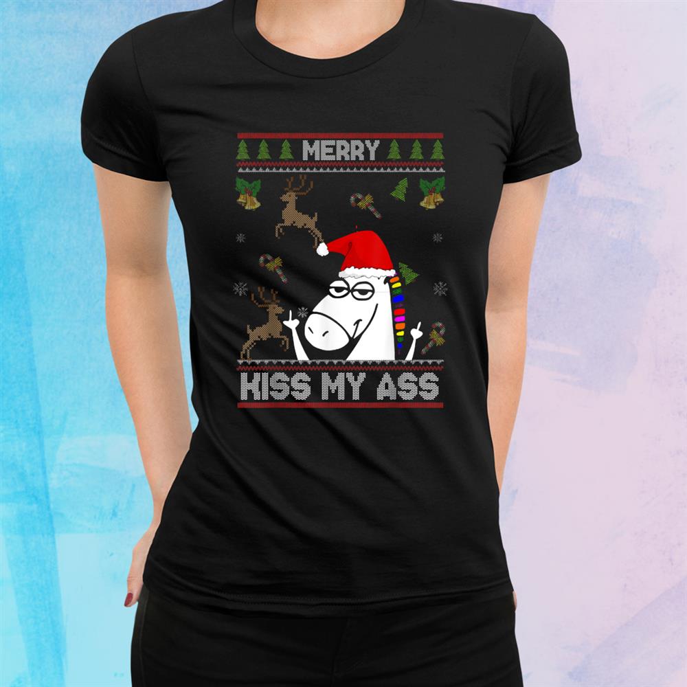 Merry Kiss My Ass Funny Santa Unicorn Sweater Christmas Shirt Merry Kiss My Ass Funny Santa Unicorn Sweater Christmas Shirt