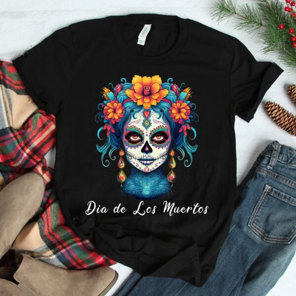 Mexican Sugar Skull Girl Halloween Dia De Los Muertos Shirt 7 mexican sugar skull girl halloween dia de los muertos shirt 2