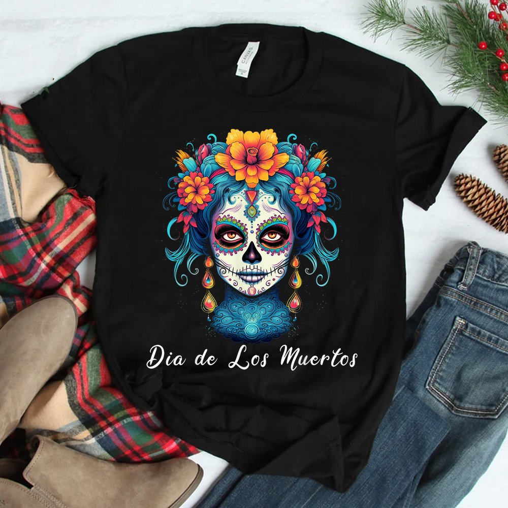 Mexican Sugar Skull Girl Halloween Dia De Los Muertos Shirt Mexican Sugar Skull Girl Halloween Dia De Los Muertos Shirt