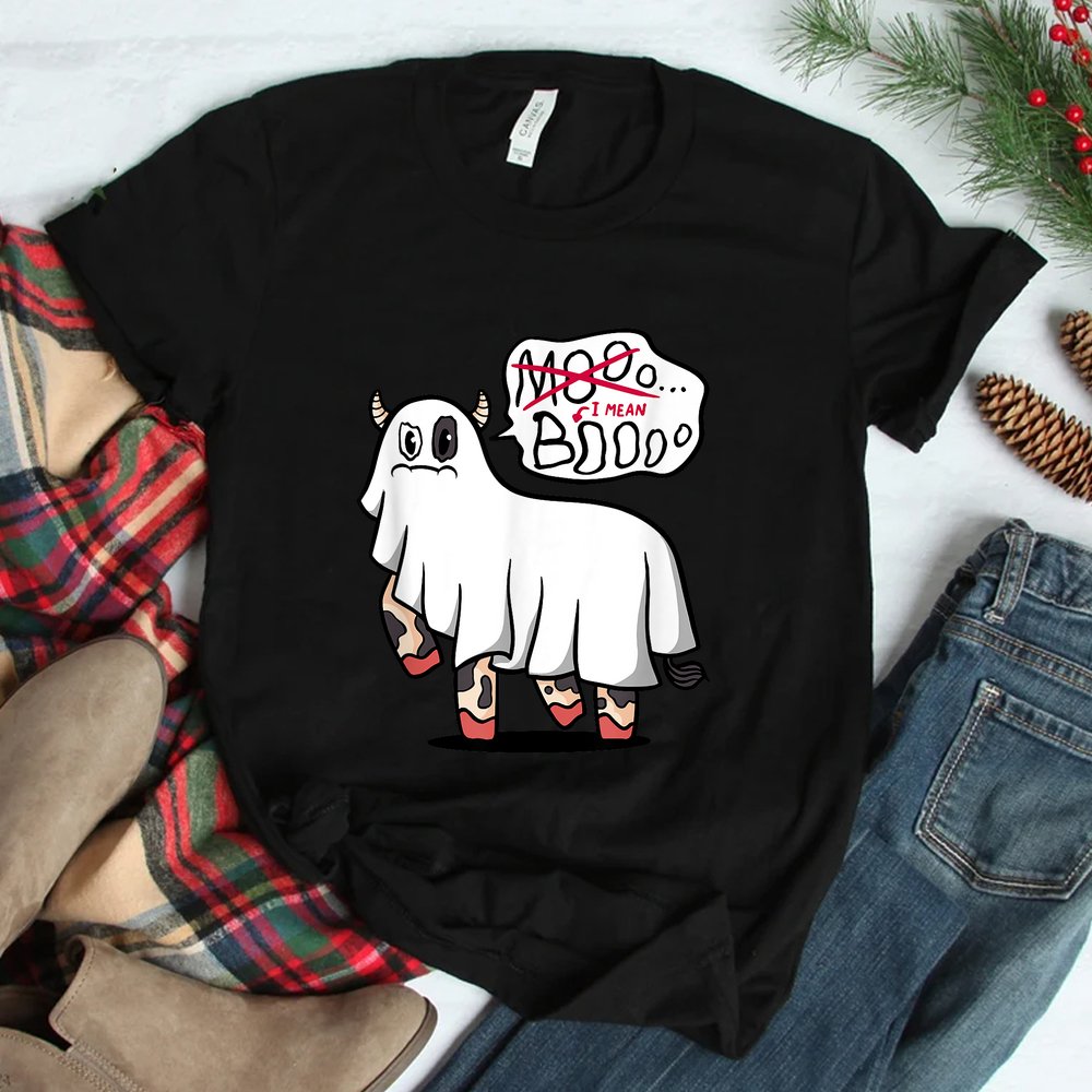 Moo I Mean Boo Ghost Cow Funny Halloween Cow Shirt Moo I Mean Boo Ghost Cow Funny Halloween Cow Shirt
