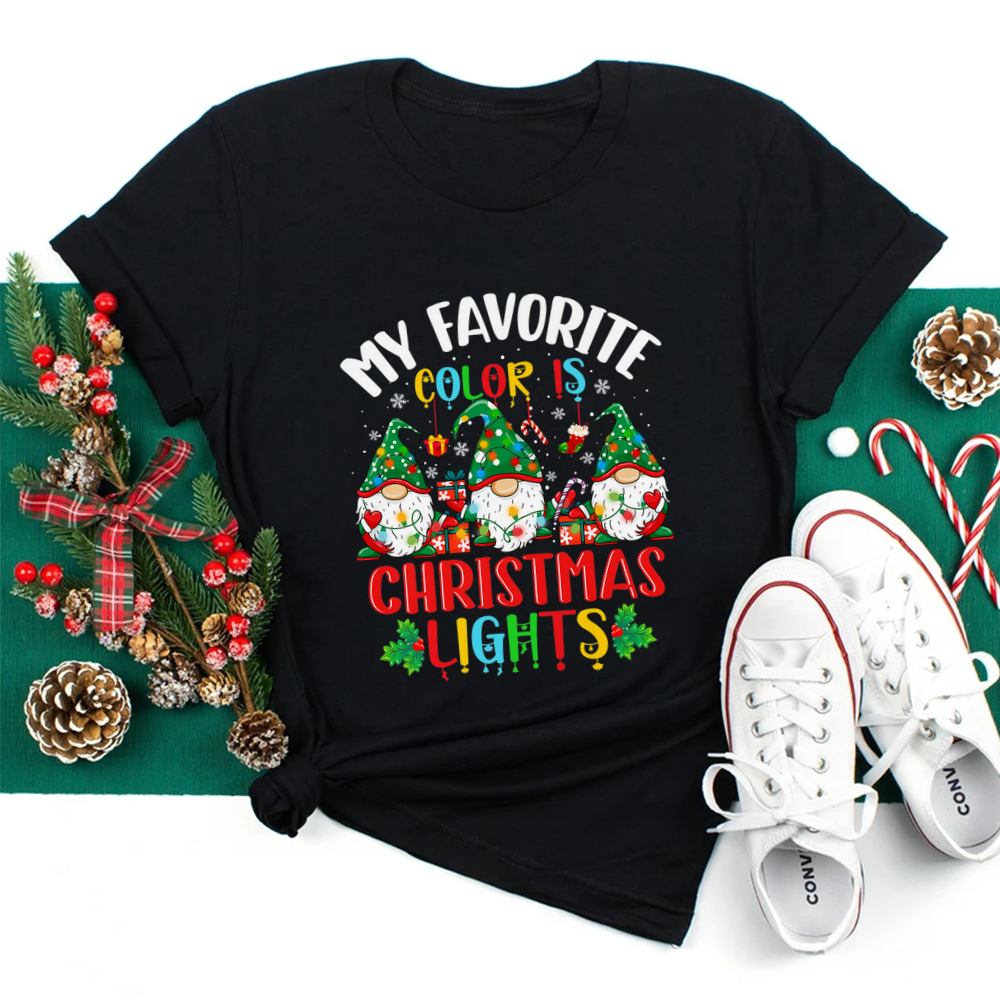 My Favorite Color Is Christmas Lights Gnome Shirt My Favorite Color Is Christmas Lights Gnome Shirt