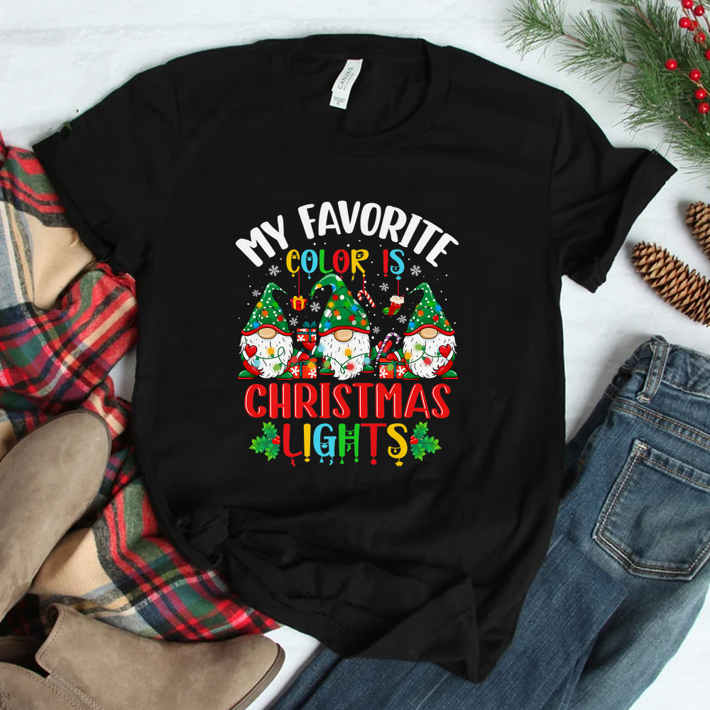 My Favorite Color Is Christmas Lights Gnome Shirt My Favorite Color Is Christmas Lights Gnome Shirt