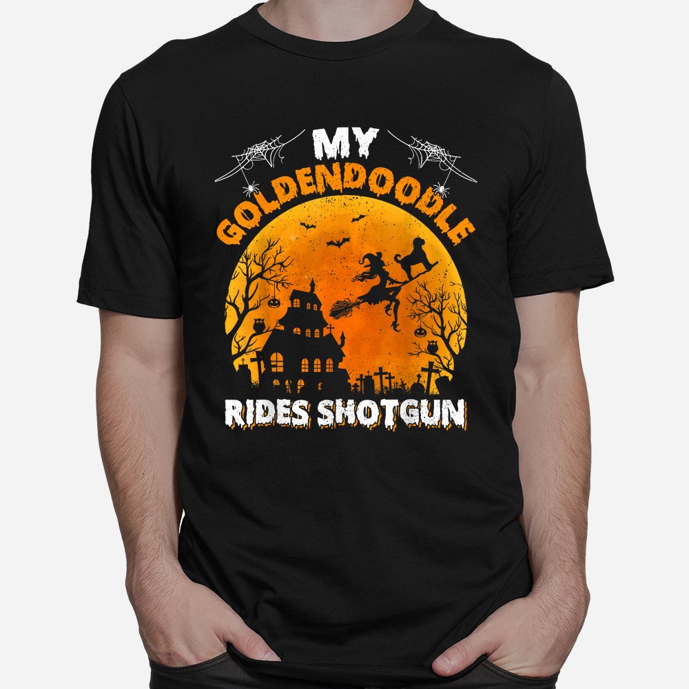 My Goldendoodle Rides Shotgun Goldendoodle Dog Halloween Shirt 10 my goldendoodle rides shotgun goldendoodle dog halloween shirt 1 1