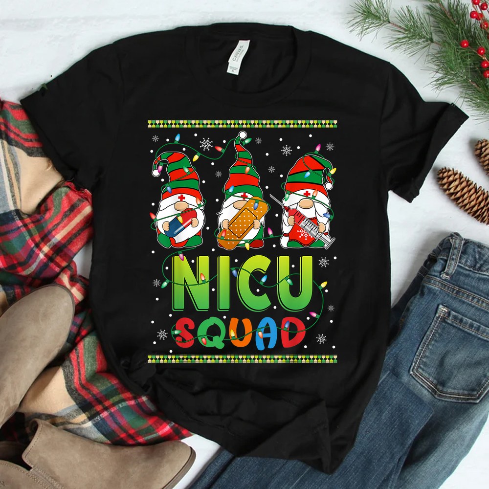 Nicu Nurse Squad Three Gnomes Christmas Shirt Nicu Nurse Squad Three Gnomes Christmas Shirt