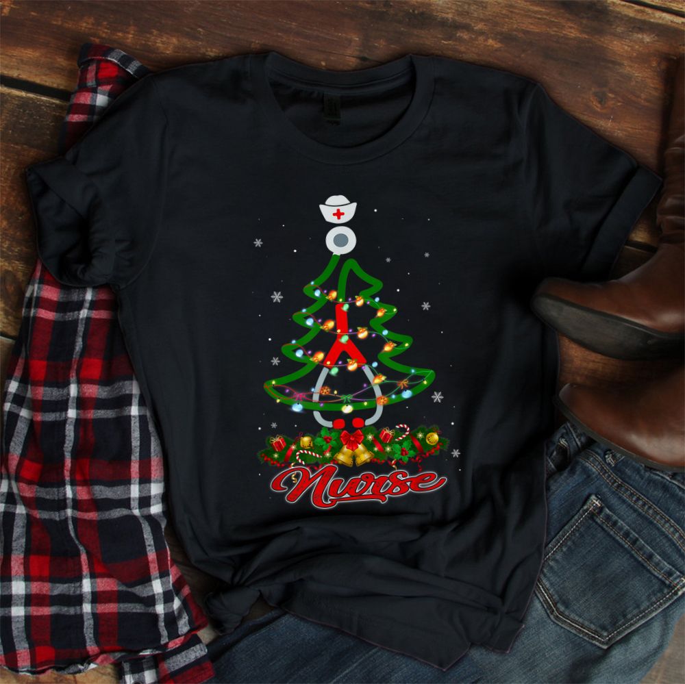 Nurse Christmas Tree Stethoscope Shirt Nurse Christmas Tree Stethoscope Shirt