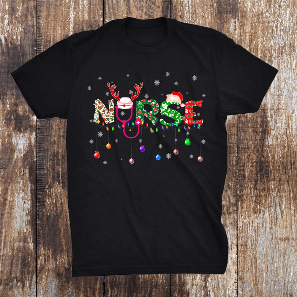 Nurse Gifts Woman Christmas Tee Santa Hat Snow Reindeer Shirt Nurse Gifts Woman Christmas Tee Santa Hat Snow Reindeer Shirt
