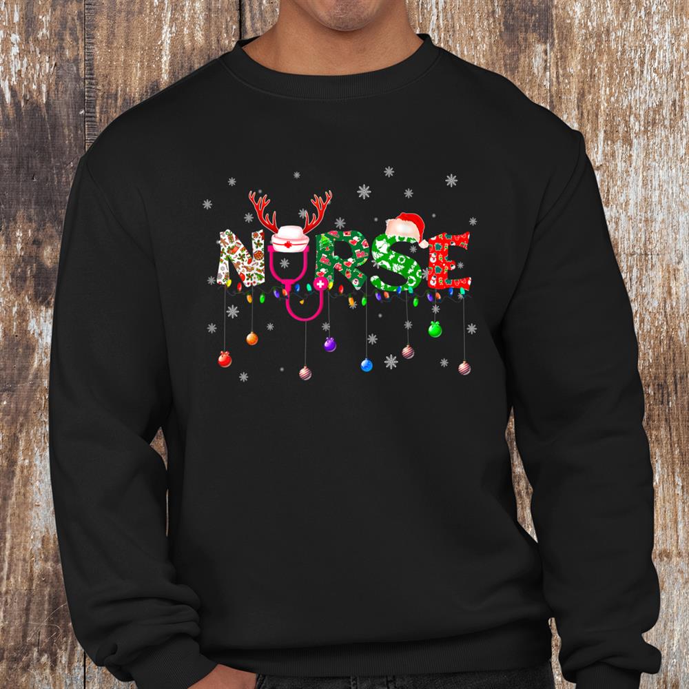 Nurse Gifts Woman Christmas Tee Santa Hat Snow Reindeer Shirt Nurse Gifts Woman Christmas Tee Santa Hat Snow Reindeer Shirt