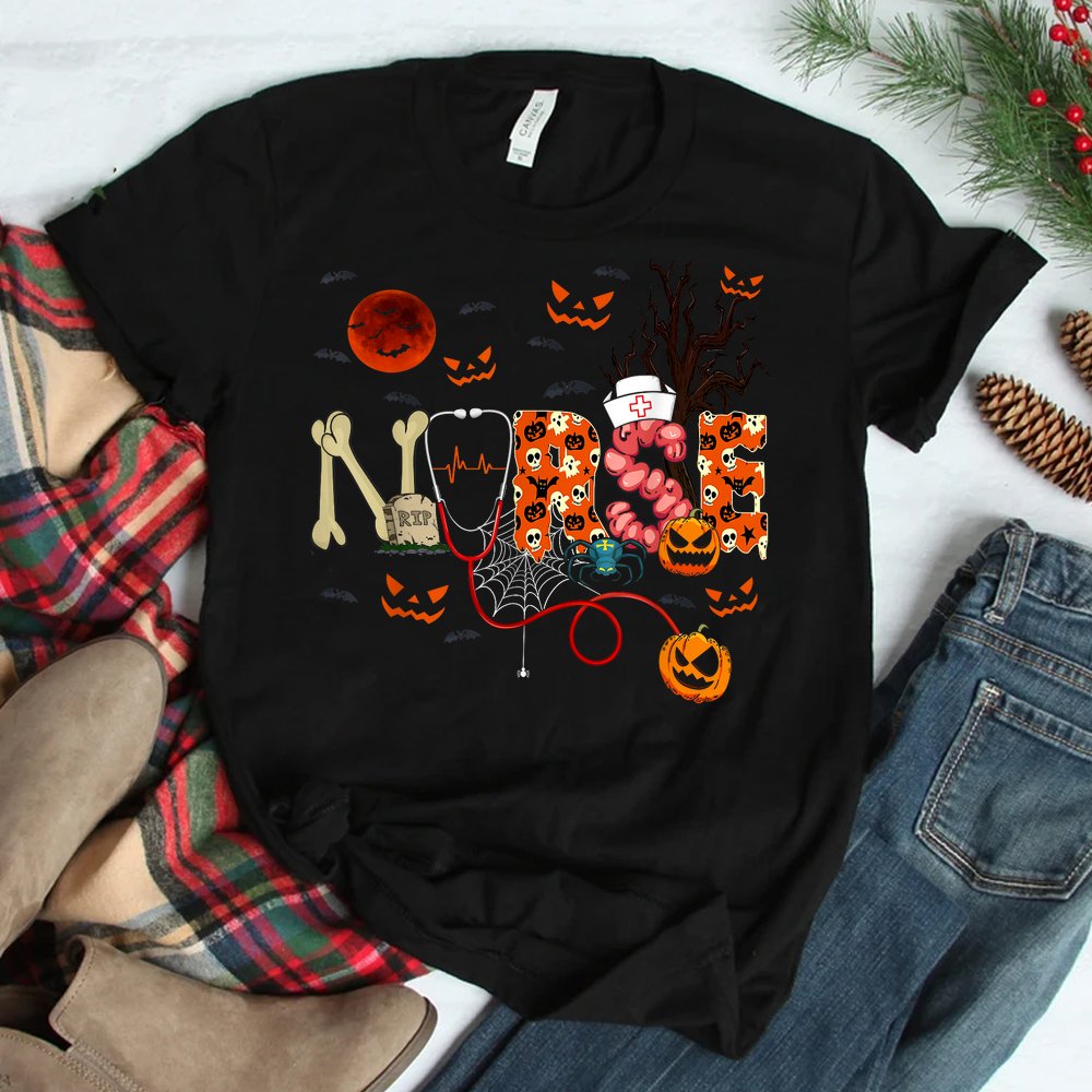 Nurse Stethoscope Nurse Pumpkin Skull Halloween Shirt Nurse Stethoscope Nurse Pumpkin Skull Halloween Shirt