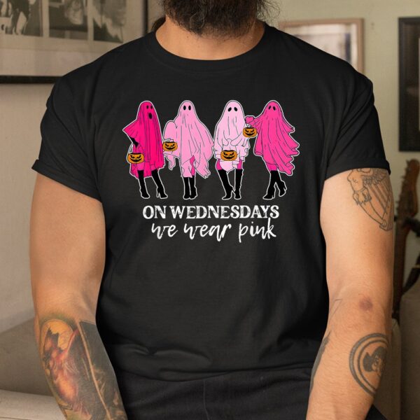 On Wednesday We Were Pink Ghost Breast Cancer Halloween Shirt