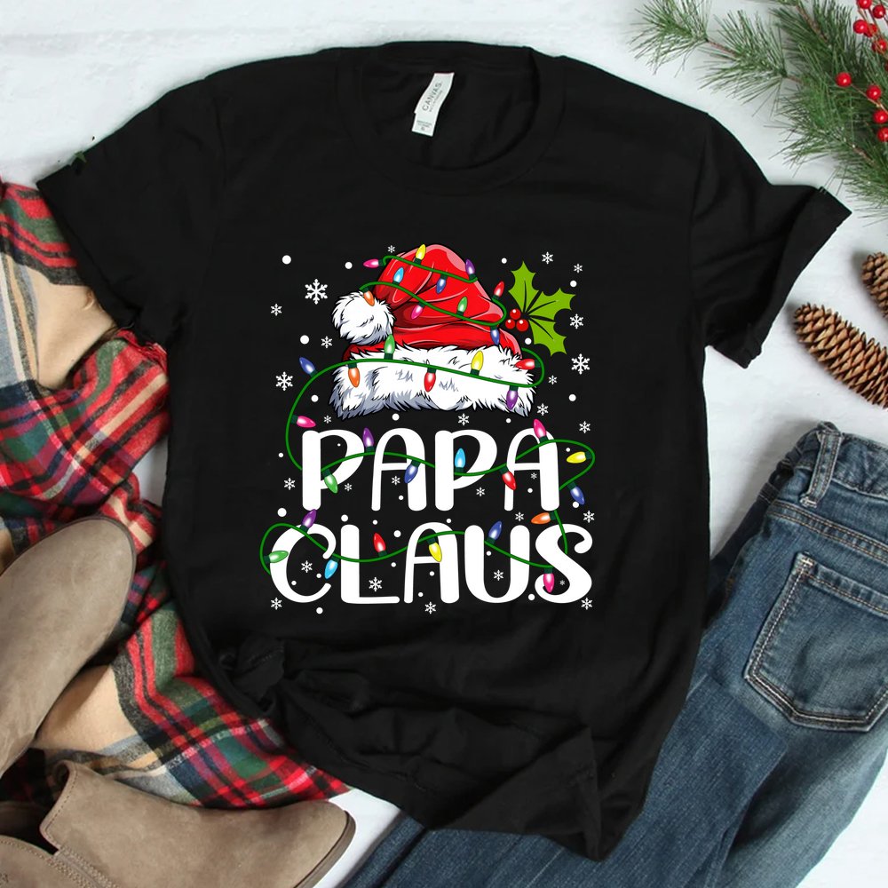 Papa Claus Shirt Christmas Lights Pajama Family Matching Shirt Papa Claus Shirt Christmas Lights Pajama Family Matching Shirt