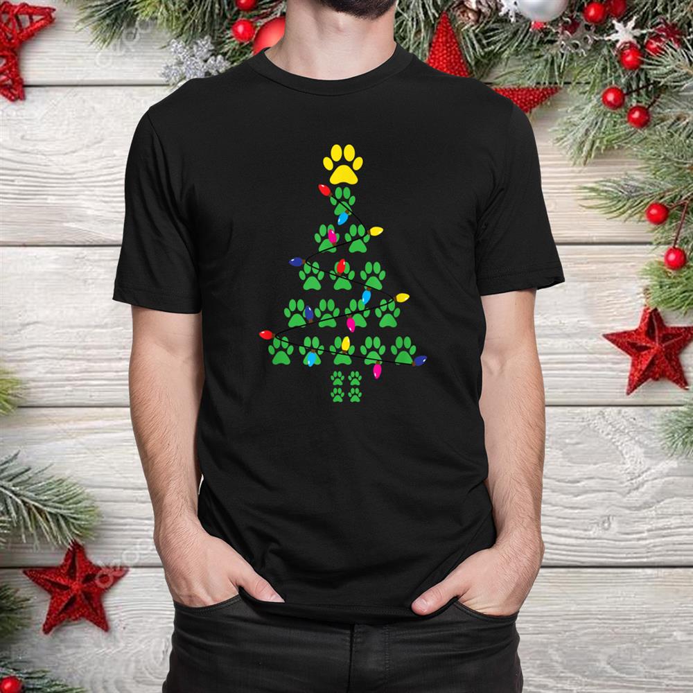 Paws Print Christmas Tree Dog Cat Shirt Paws Print Christmas Tree Dog Cat Shirt