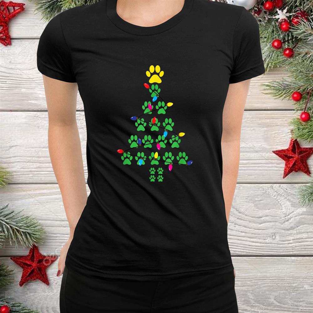 Paws Print Christmas Tree Dog Cat Shirt Paws Print Christmas Tree Dog Cat Shirt