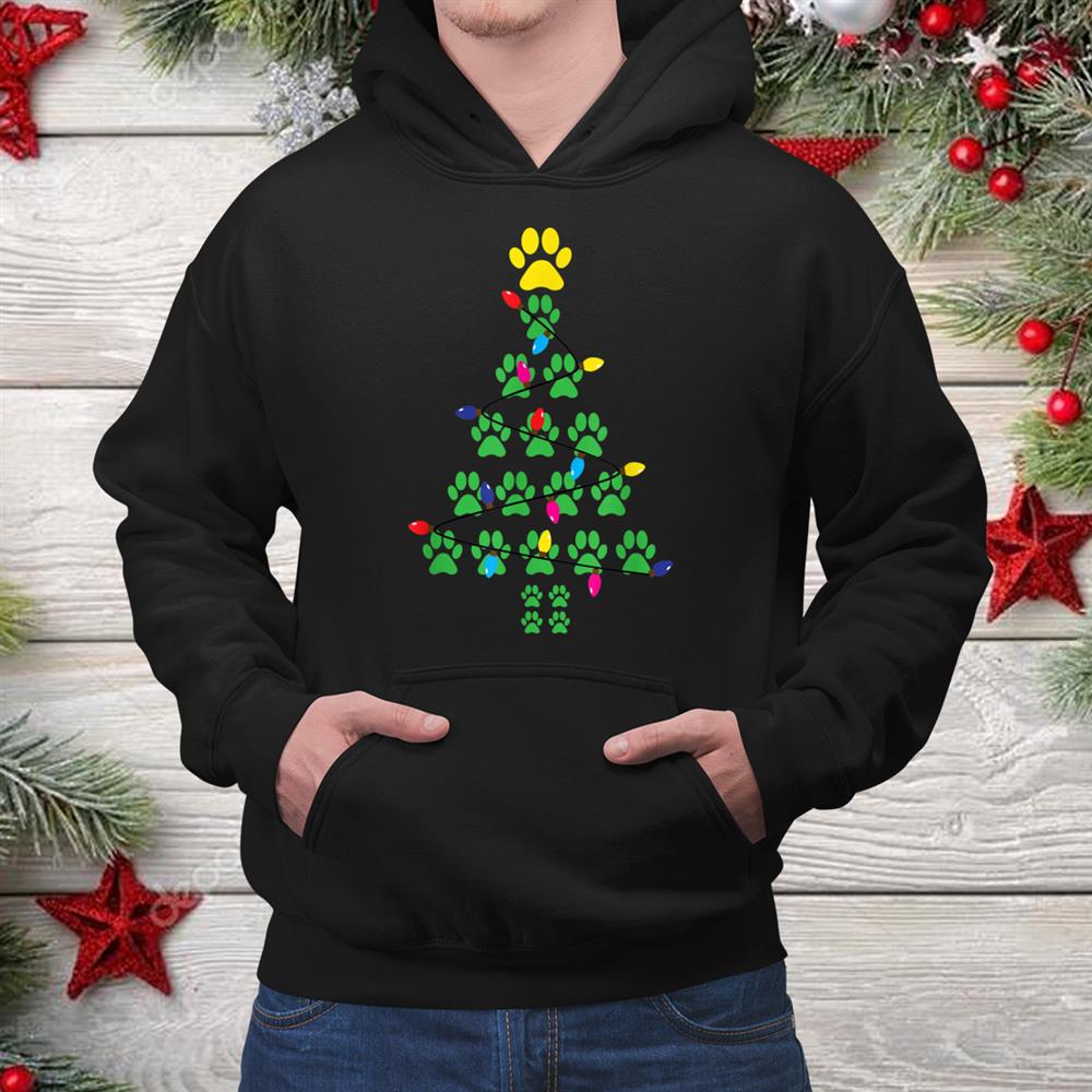 Paws Print Christmas Tree Dog Cat Shirt Paws Print Christmas Tree Dog Cat Shirt
