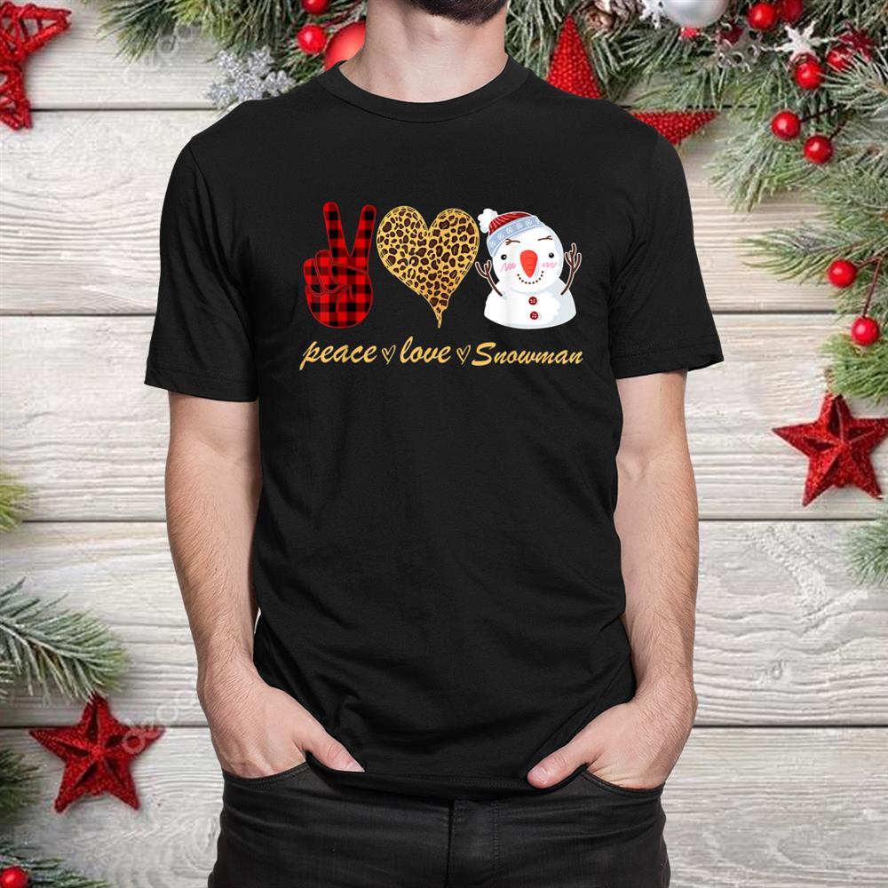 Peace Love Leopard Heeart Snowman Christmas Shirt Peace Love Leopard Heeart Snowman Christmas Shirt