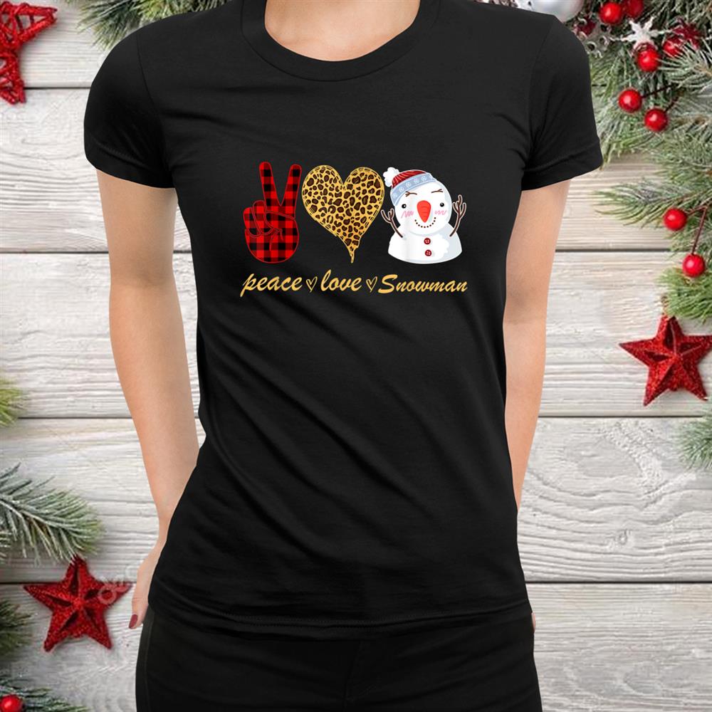 Peace Love Leopard Heeart Snowman Christmas Shirt Peace Love Leopard Heeart Snowman Christmas Shirt