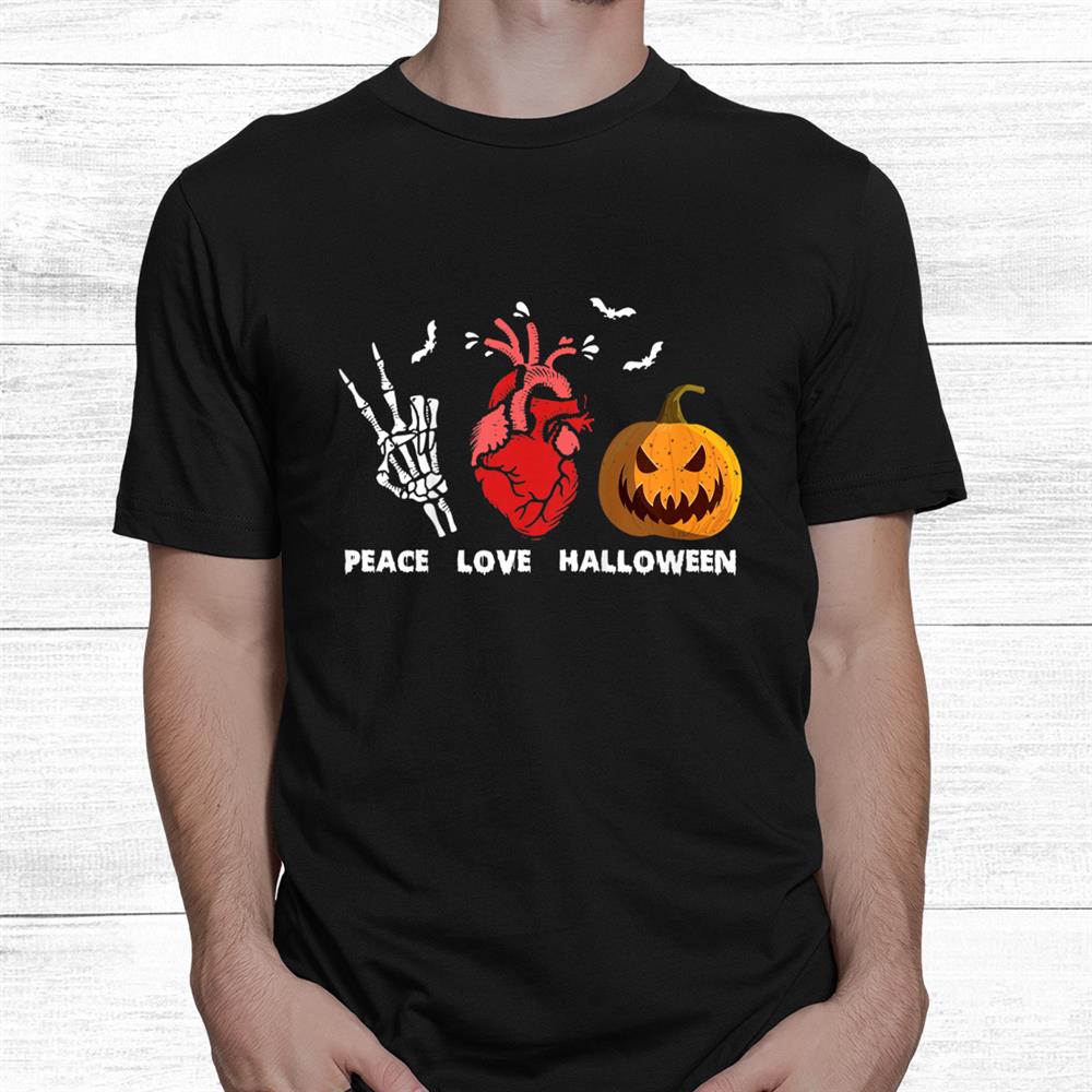 Peace Love Pumpkin Happy Halloween Party Dress Shirt Peace Love Pumpkin Happy Halloween Party Dress Shirt
