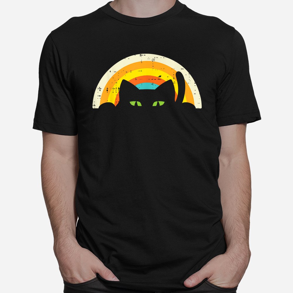 Peeping Black Cat Rainbow Halloween Shirt 10 peeping black cat rainbow halloween shirt 1 1