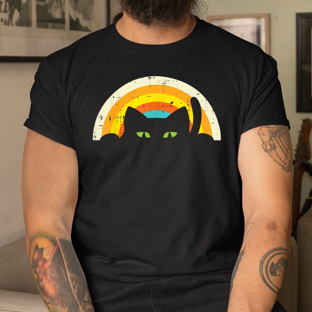 Peeping Black Cat Rainbow Halloween Shirt Peeping Black Cat Rainbow Halloween Shirt