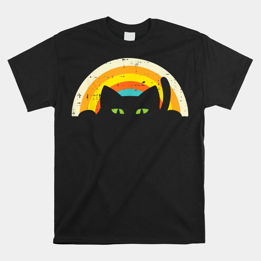 Peeping Black Cat Rainbow Halloween Shirt Peeping Black Cat Rainbow Halloween Shirt
