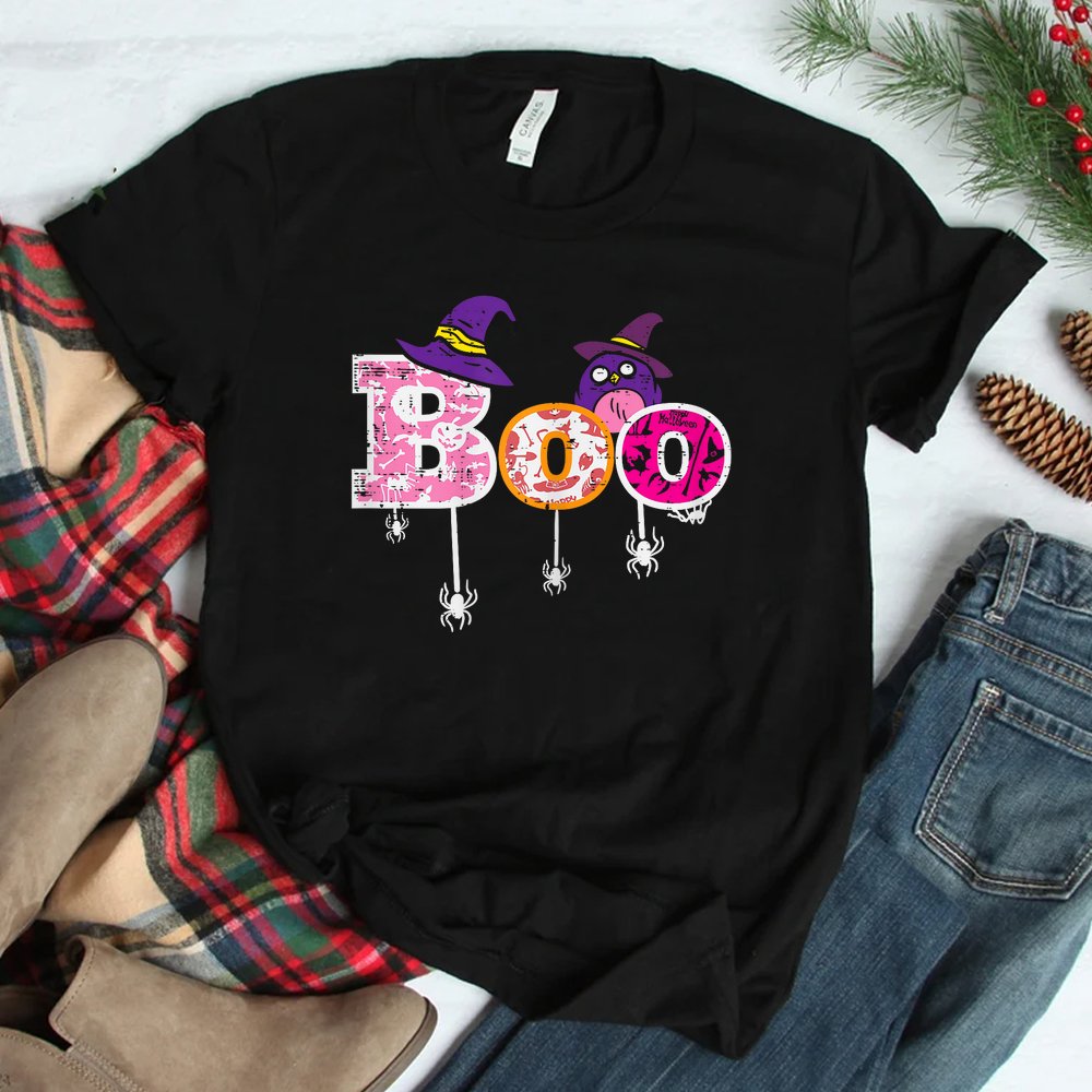 Pink Boo Spider Owl Scary Halloween Shirt Pink Boo Spider Owl Scary Halloween Shirt