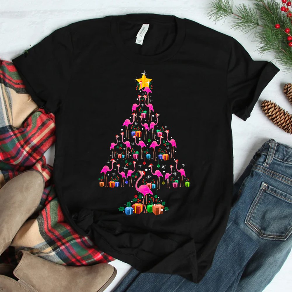 Pink Flamingo Christmas Tree Cute Flamingos Shirt Pink Flamingo Christmas Tree Cute Flamingos Shirt