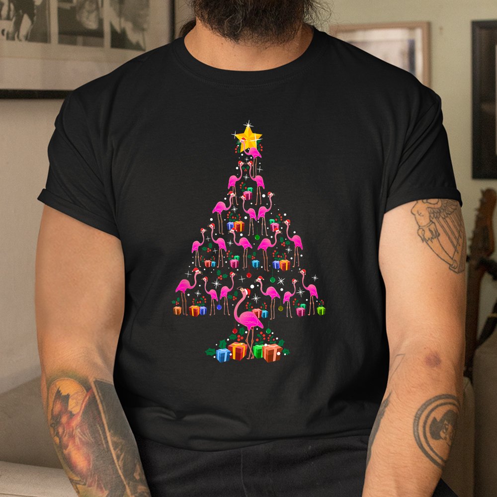 Pink Flamingo Christmas Tree Cute Flamingos Shirt Pink Flamingo Christmas Tree Cute Flamingos Shirt