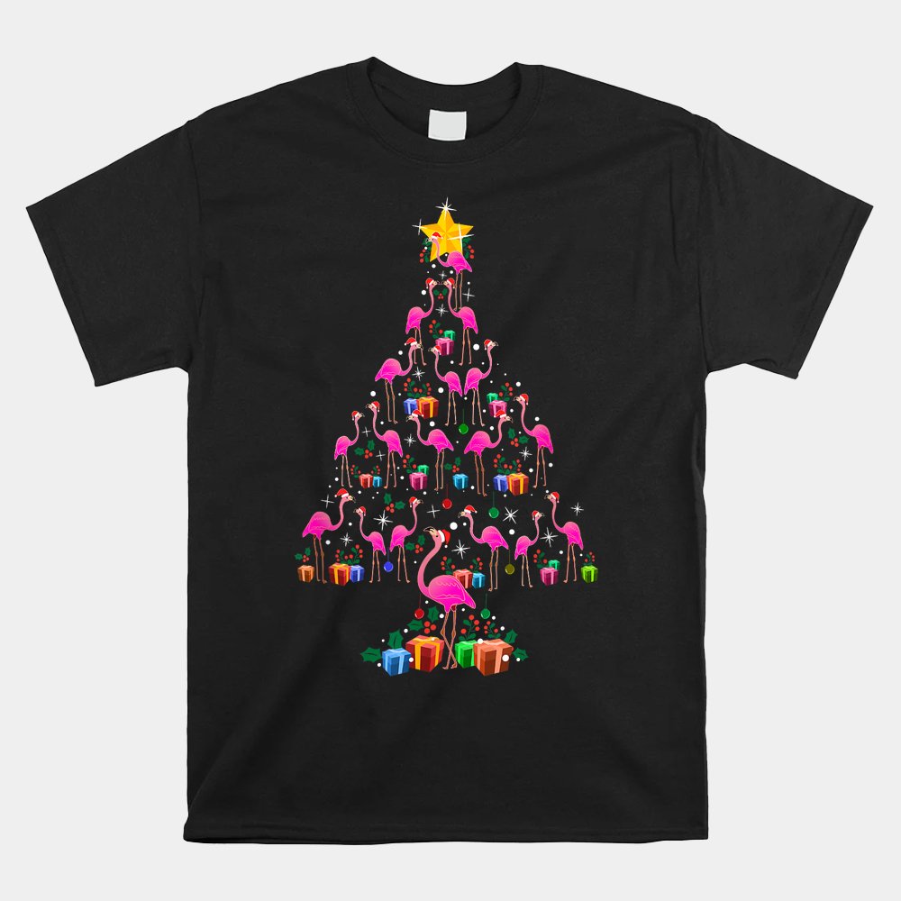Pink Flamingo Christmas Tree Cute Flamingos Shirt Pink Flamingo Christmas Tree Cute Flamingos Shirt