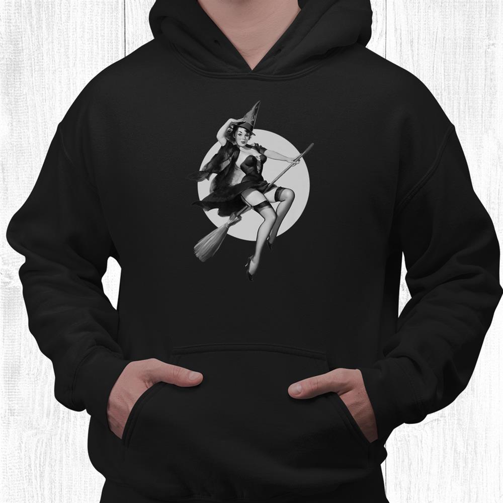 Pinup Sexy Witch Flying Broom Halloween Witch Pin Up Girl Shirt Pinup Sexy Witch Flying Broom Halloween Witch Pin Up Girl Shirt