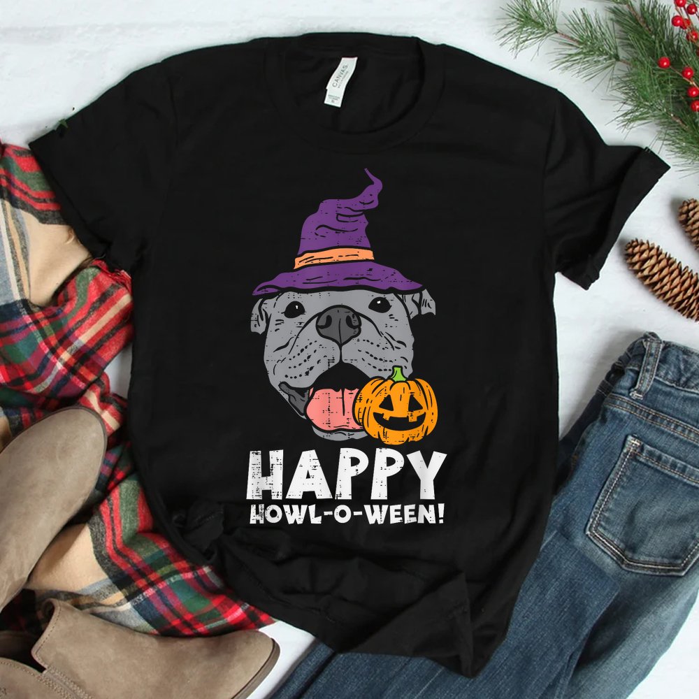 Pitbull Witch Happy Howl O Ween Pumpkin Halloween Shirt Pitbull Witch Happy Howl O Ween Pumpkin Halloween Shirt
