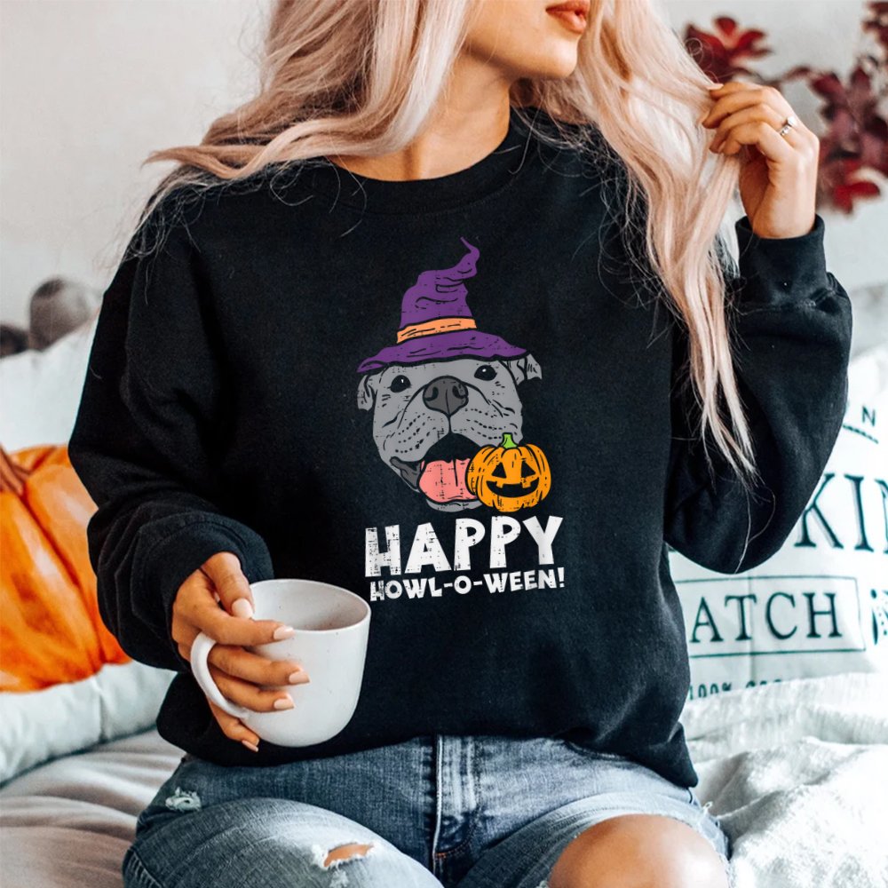 Pitbull Witch Happy Howl O Ween Pumpkin Halloween Shirt Pitbull Witch Happy Howl O Ween Pumpkin Halloween Shirt