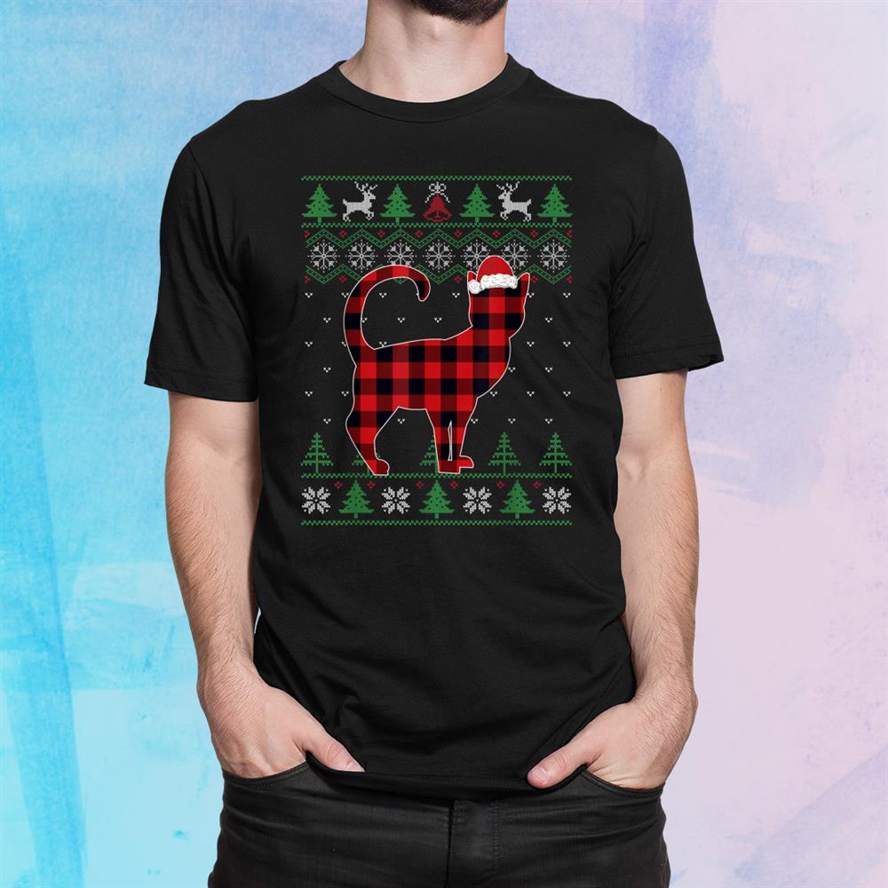Plaid Cat Ugly Christmas Sweater Pajama Matching Family Shirt Plaid Cat Ugly Christmas Sweater Pajama Matching Family Shirt