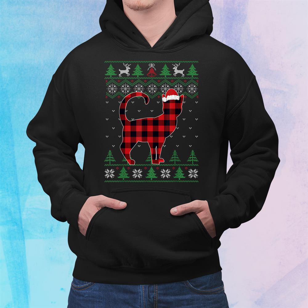 Plaid Cat Ugly Christmas Sweater Pajama Matching Family Shirt Plaid Cat Ugly Christmas Sweater Pajama Matching Family Shirt
